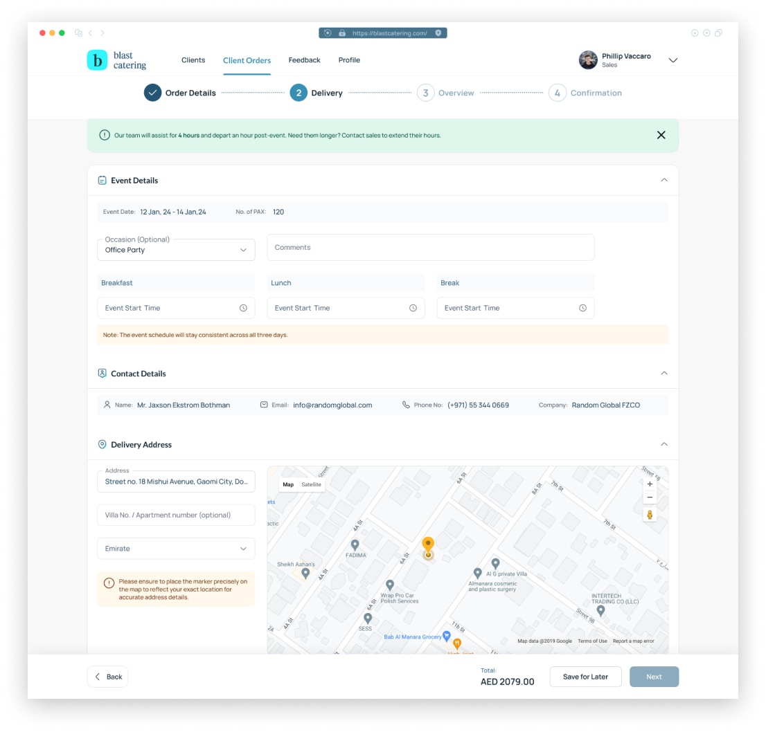 Edit order details in food ordering system