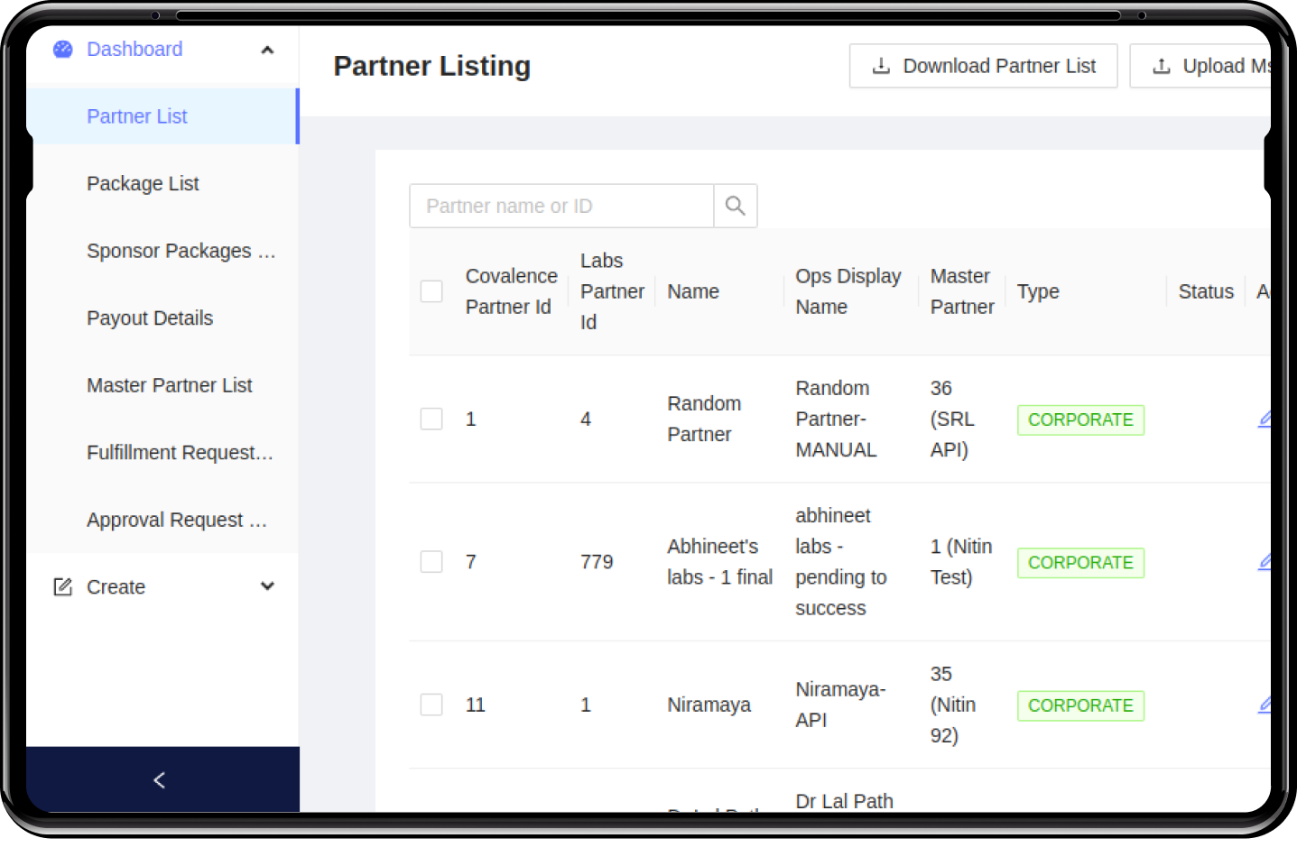 Development of a Partners Listing Dashboard